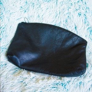 Baggu black leather clutch